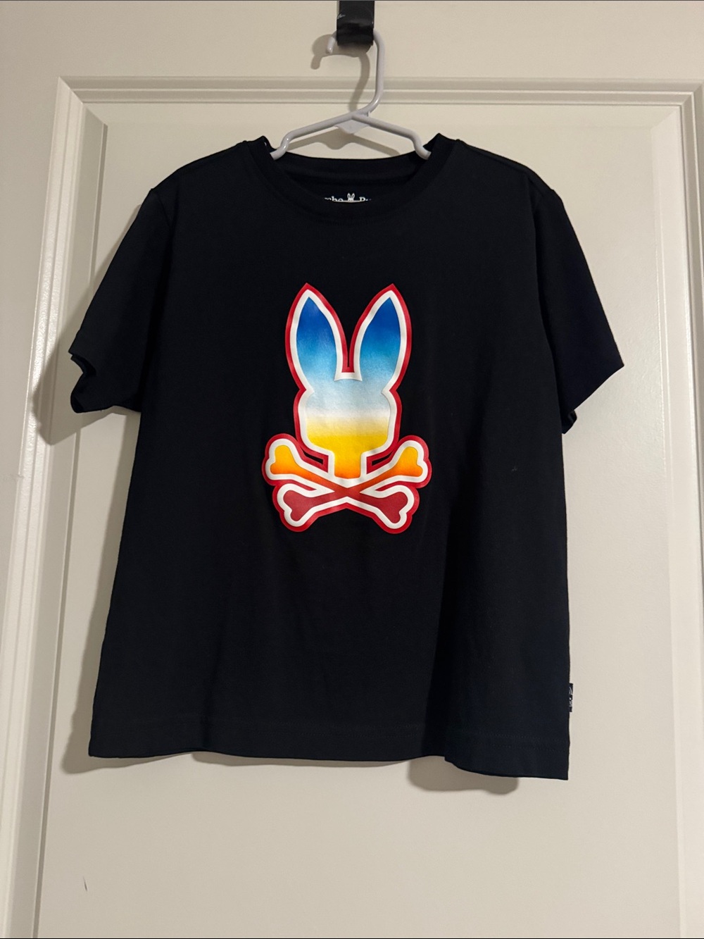 Psycho Bunny Black Tee with Gradient Bunny Logo